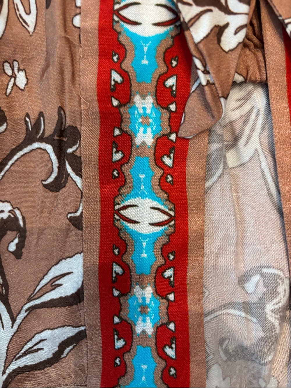 Ramy Brook Brown Floral Tie-Front Camisole with Multicolor Trim - Picture 5 of 8